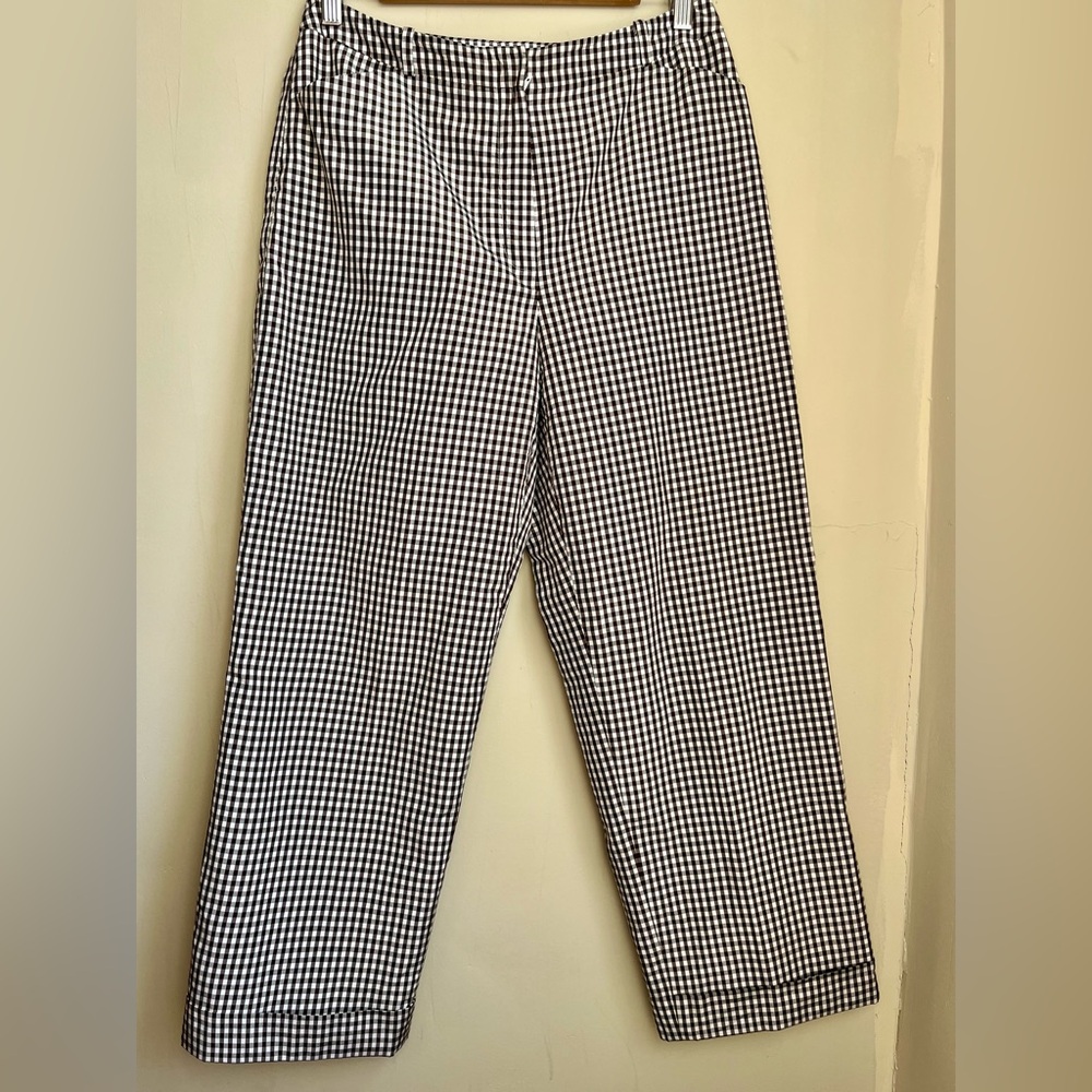talbots cotton silk gingham pants